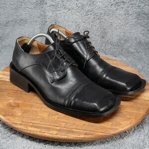 Vtg Clarks Men's 9 Women's 10.5 Y2K Super Wide Square Toe Lace Up Oxford Chunky